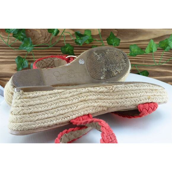 Jessica Simpson Sz 7.5 M‎ Orange Ankle Strap Fabric Women Sandals Leila - Picture 9 of 11